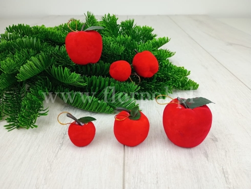 welurowe jabłka do zawieszenia 6szt czerwony (H2304536)