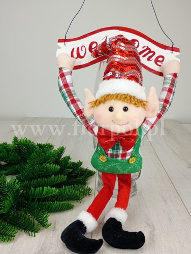 pluszowy elf ON zawieszka welcome 1szt zielony/czerwony
