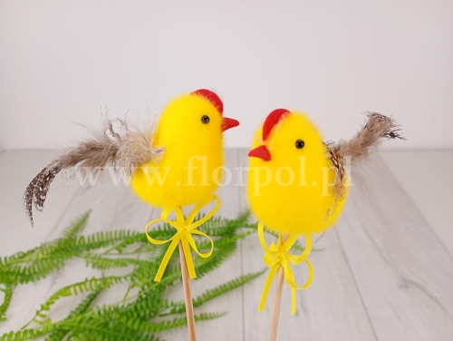 kogucik z przepiórczym piórkiem  - pik 12szt żółty (H2304196)