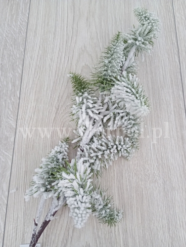 choinki śnieżone na gałązce 1szt zielony/biały (KWI-177-02280-24)
