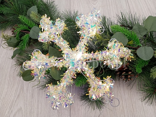 śnieżynka 3d led 1sztwaniliowy/lustrzany (L24B040-30)