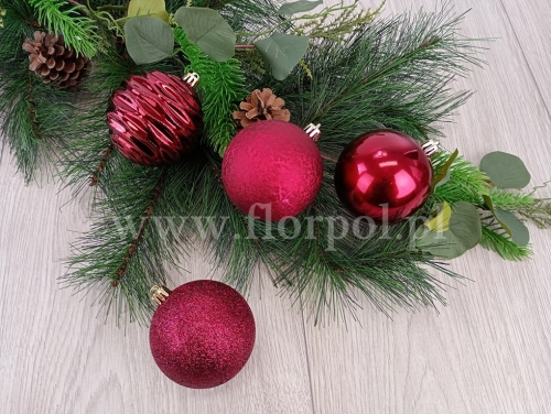 bombka plastikowa - mix 8cm 16szt claret (AR3/1113T16)