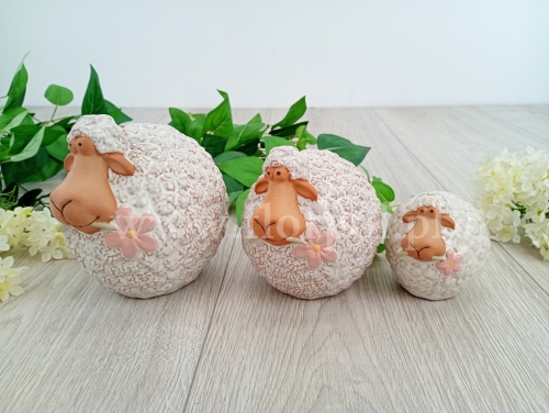 ceramiczna owieczka kulka roz L 1szt ecru/morela (JY25A207SC)