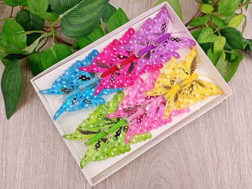 motylki clip 8cm 12szt mix (*282804)