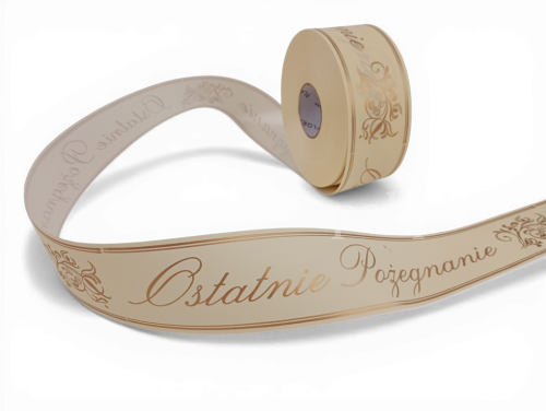 Wstążka pogrzebowa drukowana 5/100Y NzRe krem (04-42-00)