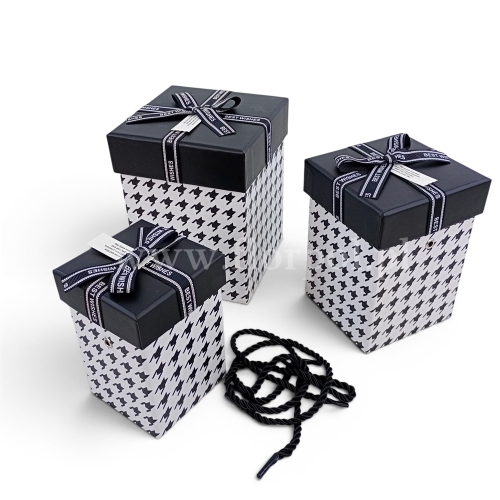 Box prostokąt kpl 3szt  pepitka czarny (H2510383)