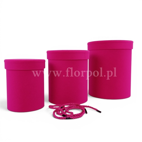 welurowy, okrągły flower box kpl 3szt amarant (ART21002)