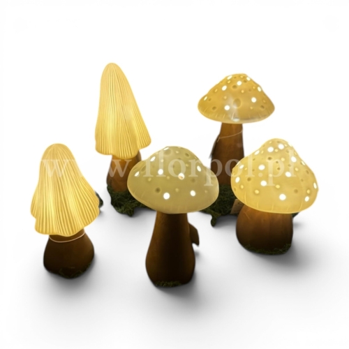 ceramiczny grzybek muchomor led 1szt biały/naturalny (POR10646)