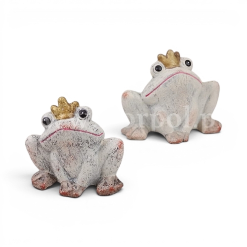żaba w koronie - figurka 1szt ecru (P-25724)