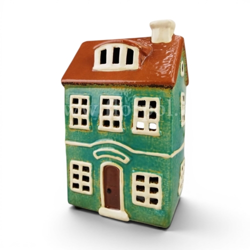 Ceramiczny domek 1szt seledyn/brąz (CAC-25-01925-23)
