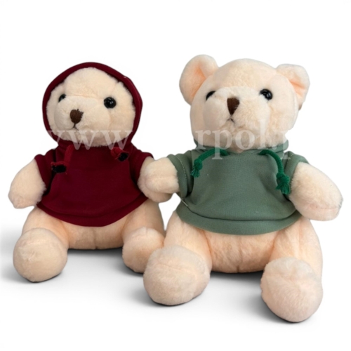 pluszowy miś, bluza z kapturem 1szt krem/bordo (H2504582)