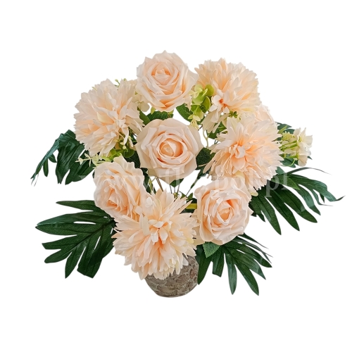Róża i aster - bukiet 1szt krem (LUX-55506)