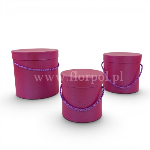 Flower box walec, perłowa poświata 3szt Dark pink (W5070/3)