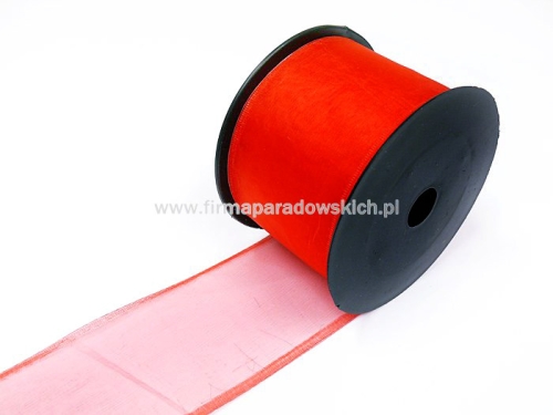 wstążka organza z drucikiem 7cm/10mb 1szt pąsowy (02100071)