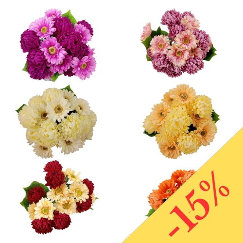 chryzantema i gerbera w bukiecie - karton 6szt mix 2 (GM18) 