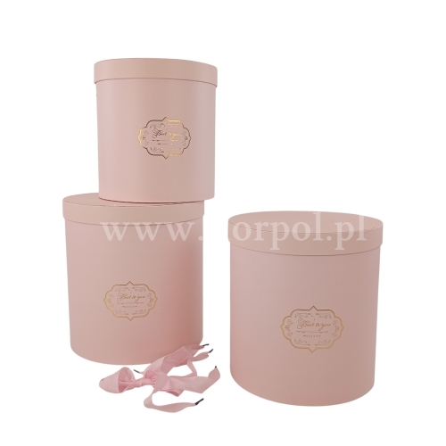 Box walec z napisem kpl 3szt light pink (LUK-2)