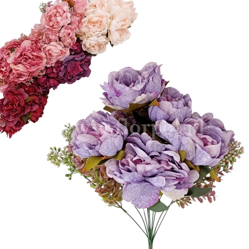 Peonia w bukiecie z delikatnym zasuszeniem - karton 12szt mix 1 (25G11)