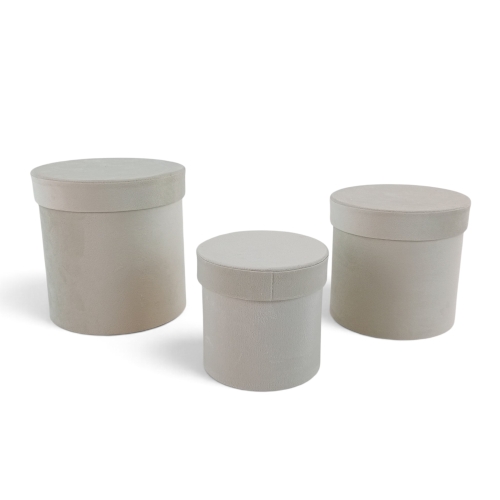 Welurowy flowerbox kpl 3szt krem (H2410165)