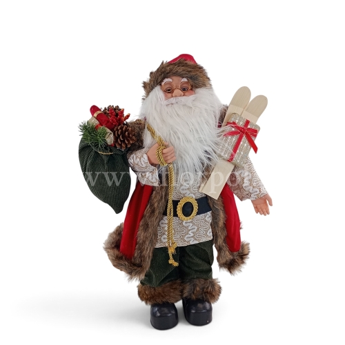 Figurka Mikołaj z nartami  1szt czerwony wys.70cm (OR-MIK-04-60)