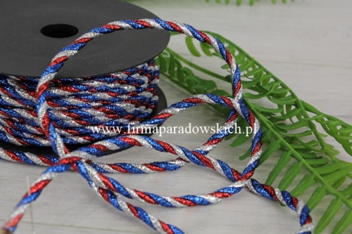skręcany sznurek jutowy w połyskującym oplocie 1szt srebrny/niebieski/czerwony