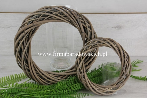 25cm wianek z wikliny 1szt szary