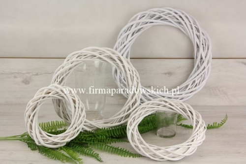 35cm wianek z wikliny 1szt biały