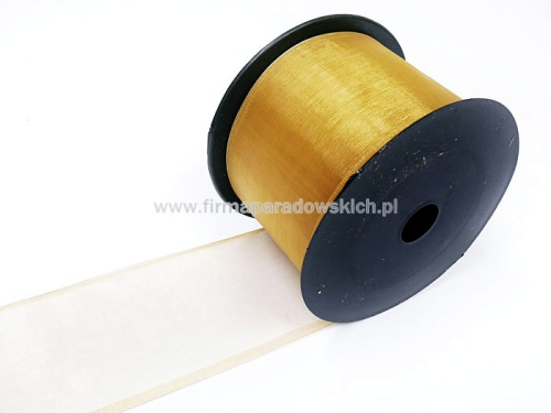 wstążka organza z drucikiem 7cm/10mb 1szt caffe latte (02100072)