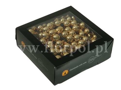 bombki choinkowe na druciku 20mm - 144szt bright gold shiny
