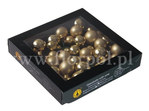 bombki choinkowe mix wielkości 20/25/30mm 6wiązek bright gold combi