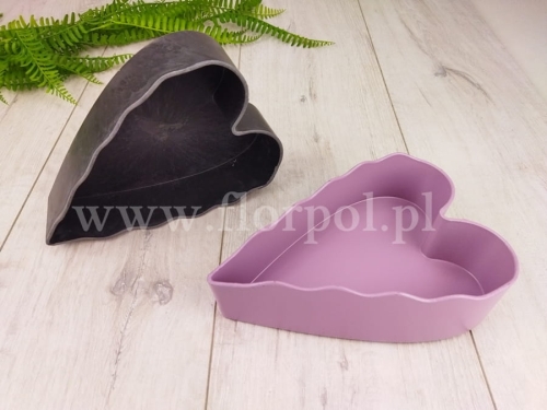 serce do kompozycji - gruby plastik - fala 1szt grafit (PK-173-01115-23)