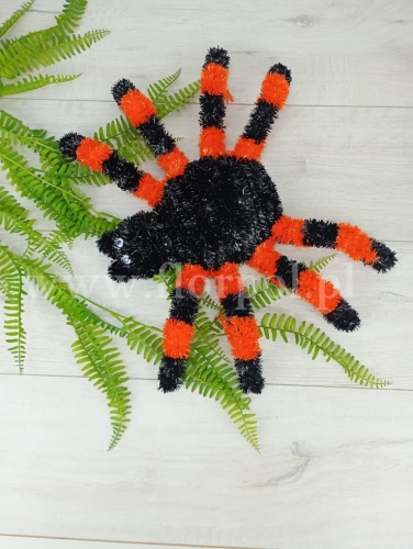 Pająk halloween 1szt czarny/pomarańcz (8015)