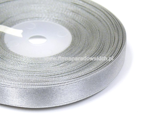 wstążka tasiemka atłasowa 12mm/30y 1szt srebro (02100091)